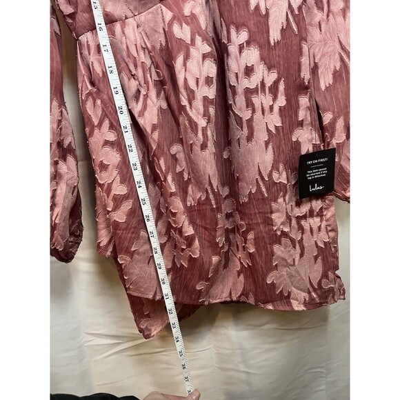 Lulus meant to shine mauve floral long sleeve mini dress womens medium NEW - Picture 8 of 10